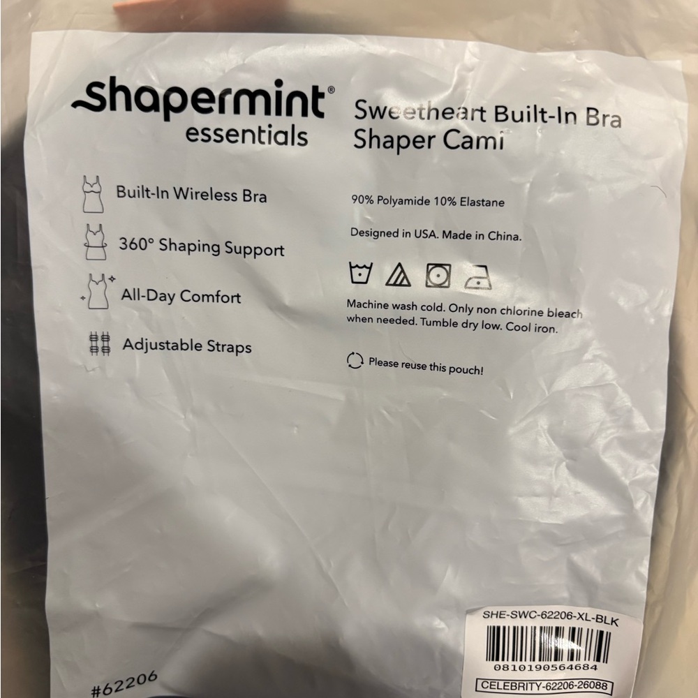 Essentials Sweetheart Built-In Bra Shaper Cami in Beige - Picture 3 of 3